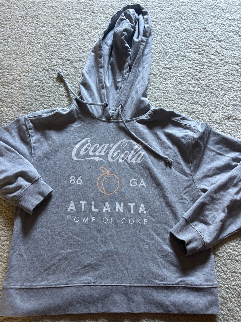 Coca Cola Sweatshirt Size M Gray Atlanta women’s cropped peach hood hoodie